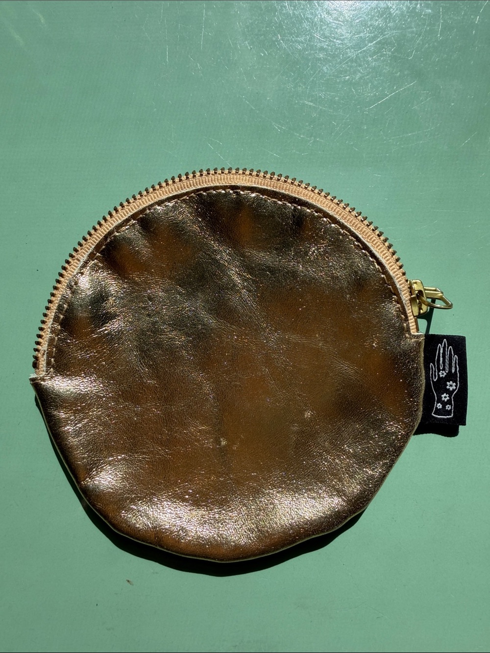Ritual Dyes gold leather moon pouch
